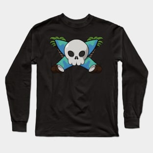 Surfing crew Jolly Roger pirate flag (no caption) Long Sleeve T-Shirt
